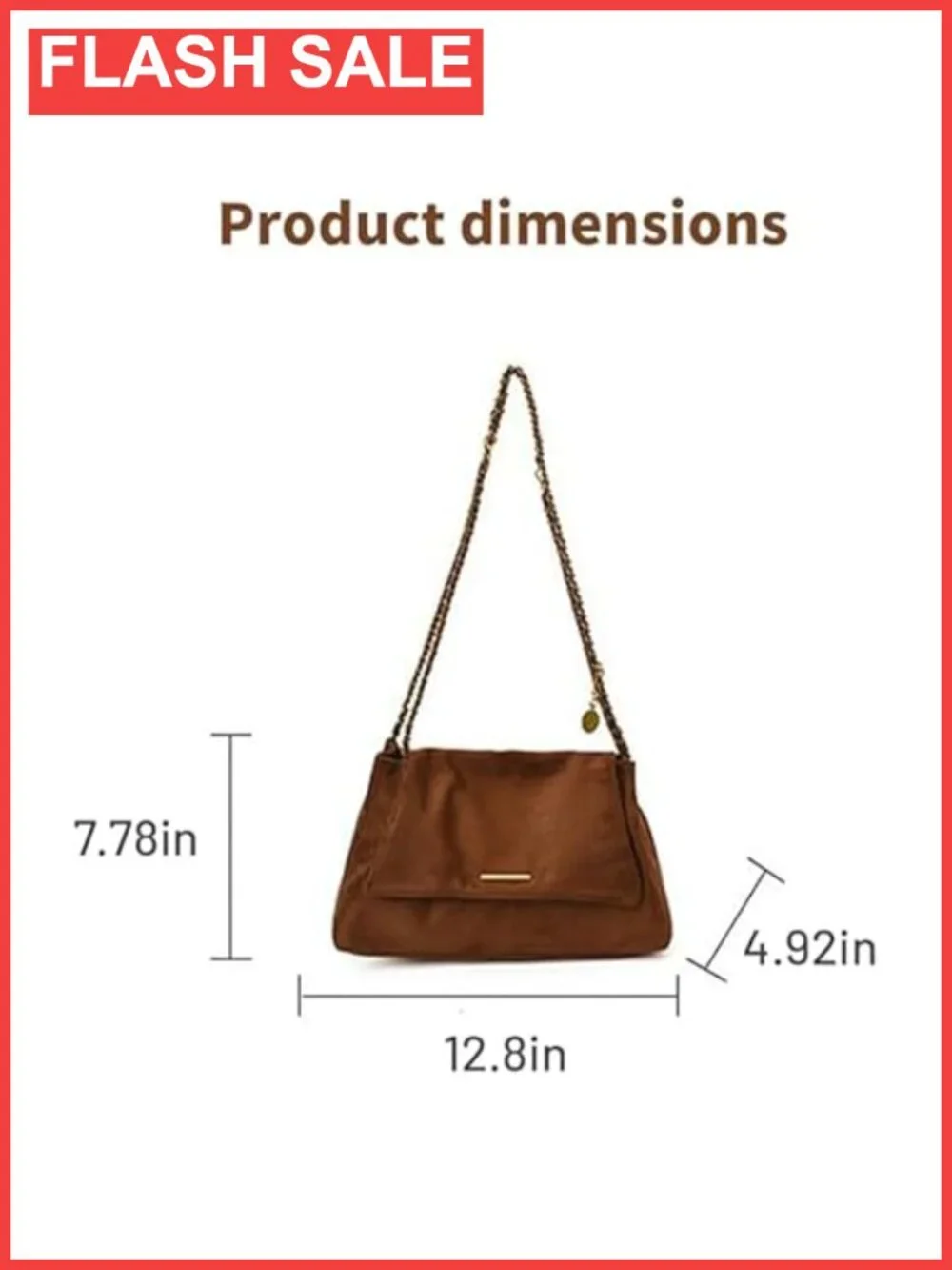 Suede Slouchy Hobo Shoulder Bag with Chain Strap Large Soft